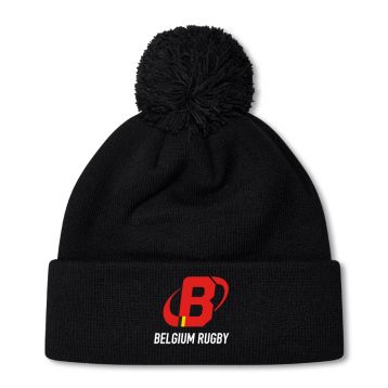 Belgium Rugby Bobble Hat Zwart